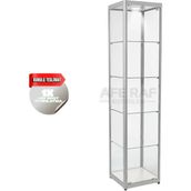 Kurulu Teslimat, Camlı Dolap, Camlı Vitrin, Teşhir Koleksiyon Dolabı, Cam Dolap - 30X30X180 - Gri