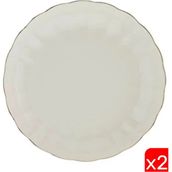 Kütahya Porselen Bone Luz Altın File Çukur Tabak 20CM 2 Li - 20 cm