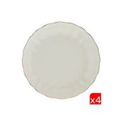 Kütahya Porselen Bone Luz Altın File Çukur Tabak 20cm 4 Lü Çok Renkli