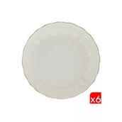 Kütahya Porselen Bone Luz Altın File Çukur Tabak 20Cm 6 Lı