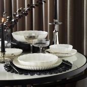 Kütahya Porselen Bone Luz-Form 52 Parça Platin File Yemek Takımı