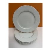 Kütahya Porselen Kenarları Desenli Beyaz 24 Cm Servis Tabağı 6 Lı