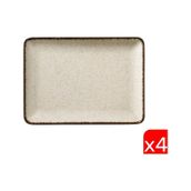 Kütahya Porselen Moderna Dikdörtgen Tabak Tarçın 4 Parça 18x13cm Tan18x13dus2730p02 Bej