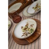 Kütahya Porselen Moderna Nostalji 19 cm Pasta Takımı 6 Kişilik Çiçek Desenli Seramik