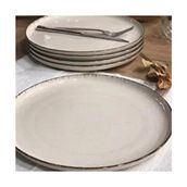 Kütahya Porselen Pearl Mood 27 cm Bej Renkli Yuvarlak Porselen Servis Tabakları 6 Adet