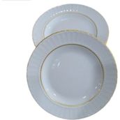 Kütahya Porselen Sedef Yaldızlı Yemek Tabağı 21 cm 6'lı Çukur Tabak Yuvarlak Desenli