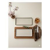 Kütahya Porselen Tan 2 Parça 35 x 15 Cm Tavuk Dünyası Sunum Tabağı (Amblemli) tarçın 18 x 35
