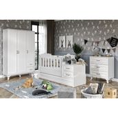 Kzn Home Beyaz 3 Parçalı Bebek Odası Takımı Antik Bej MDF ile Şık ve Ergonomik Tasarım