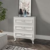 Kzn Home Kartopu 3 Çekmeceli Country Şifonyer - Tamamı 1. Kalite Mdf
