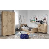 Kzn Home Soft Çocuk Odası Takımı Meşe Karyola 3 Kapaklı Gardırop 3 Çekmeceli Şifonyer Tamamı Mdf