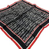 La Boutique 1631-01 Siyah Harf Desenli Sura İpek Eşarp