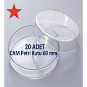 Lab Cam Petri Kabı 60 x 15 mm Cam Petri Kabı 60MM ( 20 Adet/pk )