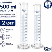 Labolist Cam Mezür 1000 ml Uzun Form A Kalite Borosilikat Laboratuvara Uygun 2 Adet