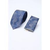 Lacivert-Gri Desenli 7 Cm Kravat 1090260123