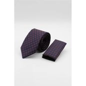 Lacivert-Kırmızı Desenli 7 Cm Kravat 1090260116