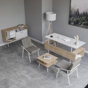 Lagomood Irony Maxi İki Koltuklu Ofis Takımı Meşe Beyaz - Meşe - Beyaz
