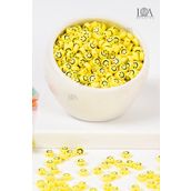 LANDOFACCESSORY 1.Kalite 4x7 mm Plastik Yassı Emoji Boncuk Gülen Surat Boncuk Sarı Takı Aksesuarı 25 gr 150 Adet
