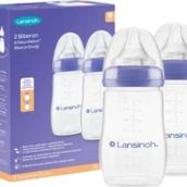 Lansinoh 2x240 ml Biberon ve M +3 Ay Natural Wave Biberon Emziği