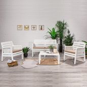 Lara 2+1+1+S Beyaz Balkon Bahçe Teras Mobilyası