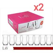 Lav Çay Bardağı Klasik 12 x 2 (24 Adet) - Şeffaf - Beyaz - 2,4 lt