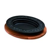 Lava Döküm 21x16 CM Ahşap Altlıklı Oval Döner, Kebap Tabağı