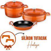 Lava Döküm 3X Turuncu Trendy Serisi 6 Parça Tencere Seti