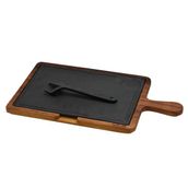 Lava Döküm Ahşap ve Döküm Demir Hot Plate Ölçü 22x33 cm Siyah Servis Tahtası