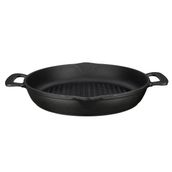 Lava Metal Kulplu 32 cm Siyah Döküm Yuvarlak Izgara Tava