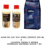 Lavazza Crema E Aroma Çekirdek Kahve 1 kg + Axor De-Caf Sıvı Kireç Çözücü 250 ml Seti