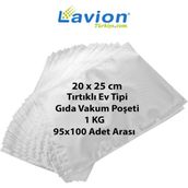 Lavion 20X25 cm Ev Tipi Tırtıklı Gıda Vakum Poşeti -1kg
