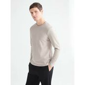 LC WAIKIKI Kahverengi Bisiklet Yaka Uzun Kollu Erkek Pijama Üst