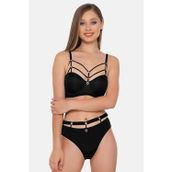Le Jardin Gean Apparel 5045 Laura Kadın Siyah Balenli Desteksiz Sütyen Takım
