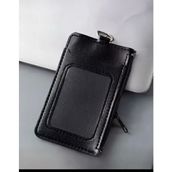 Leather Dikey Siyah Kart Kılıfı Yaka Kartı Koruyucu Fermuarlı - yok
