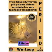#Led Dekoratif Aydınlatma Yılbaşı Süsleme Ev Dekoru Esnek Tel 2 Metre Pilli Şık Peri Led Beyaz Işık