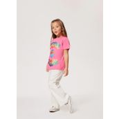 Lee Cooper 232 LCG 242003 Baskılı Koyu Pembe Kız Çocuk T-shirt
