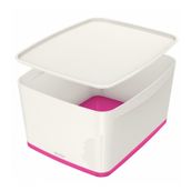 Leitz Mybox 5216 Pembe-Beyaz Kapaklı Geniş Saklama Kutusu