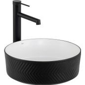 Lena E-W5002SB Mat Siyah Beyaz Tezgah Üstü Lavabo
