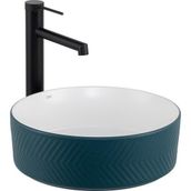 Lena E-W5002YB Mat Yeşil Parlak Beyaz Tezgah Üstü Lavabo