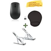 LENOVO Mouse Kablosuz GY50R91293, Metal Laptop Standı, Bilek Destekli Mousepad