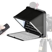 LENSGO Taşınabilir Teleprompter, 8 inçe kadar akıllı telefon tabletleri için, uzaktan kumandalı, kamera ve akıllı telefon ile çalışır, video çekimi, çevrimiçi ders, canlı yayın röportajı için (siyah)