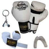 Leon Blade Training Beyaz Boks Eldiveni Bandaj Dişlik Anahtarlık Seti