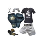 Leon Boks Eldiveni Kick Boks Şortu Tişört Bandaj Dişlik Seti