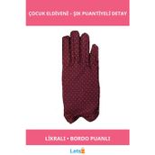 Letsii Bordo Puanlı Likralı Çocuk Eldiveni