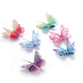 Liasun 6 Adet/paket 3D Renkli Organza Kelebek Saç Klipsi - Şifon Peri Kanatları - Kurdele Sarılı Klipsler Saç Aksesuarları (Çok Renkli)