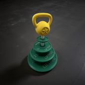 LIFTMAS 3D Baskılı Yılbaşı Ağacı, Kettlebell Temalı Dekoratif Spor Salonu Süsü, Yeşil ve Sarı, Kademeli Disk Tasarımı