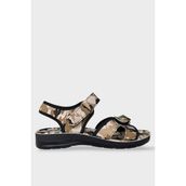 Liger Askeri Kamufulaj Desenli Unisex Kadın Sandalet Siyah - Bej