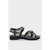 Liger Askeri Kamufulaj Desenli Unisex Kadın Sandalet Siyah - Haki