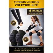 Liggo Yetişkin ve Çocuk Voleybol Dizliği Voleybol Kolluğu 2li Set 1 Çift Dizlik 1 Çift Kolluk 4 Prç. - Siyah - XS