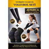 Liggo Yetişkin ve Çocuk Voleybol Dizliği Voleybol Kolluğu 2li Set 1 Çift Dizlik 1 Çift Kolluk 4 Prç. - Siyah