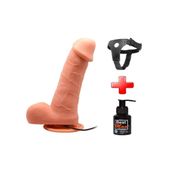 LilituShop 20 cm Kumandalı Belden Bağlamalı 360° Oynar Başlı Titreşimli Vibrator Realistik BDM8015B
